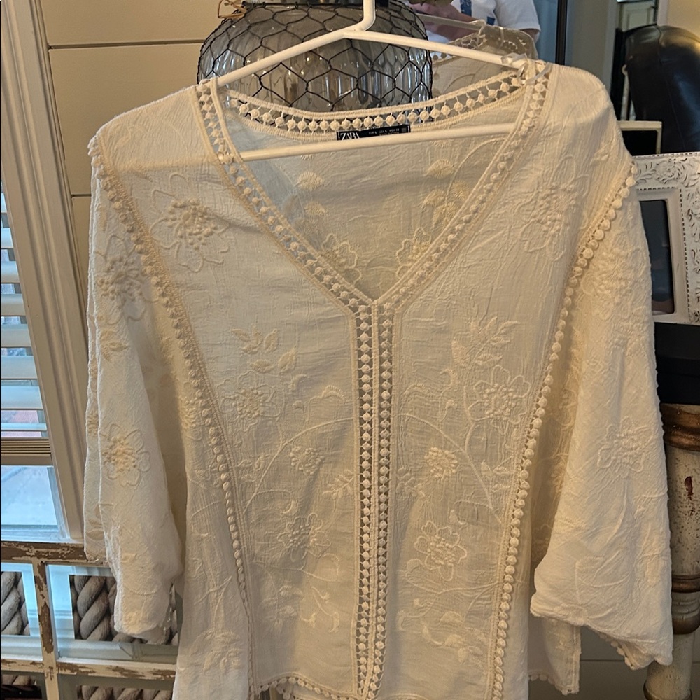 Zara Cream Lace Detail Blouse